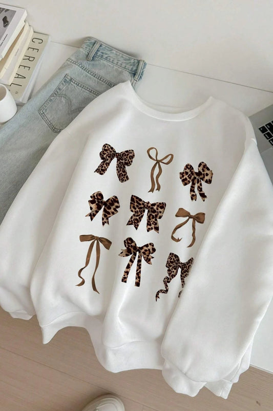 Street Style Sweatshirt Fall Outfit With Retro Leopard Print For Casual Looks