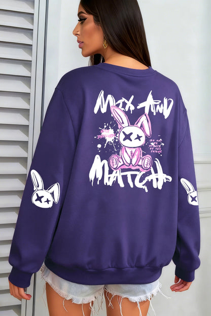 Women Rabbit Printed Warm Sweatshirt