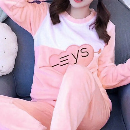 Women's Coral Velvet and Thin Flannel Pajama Ensemble