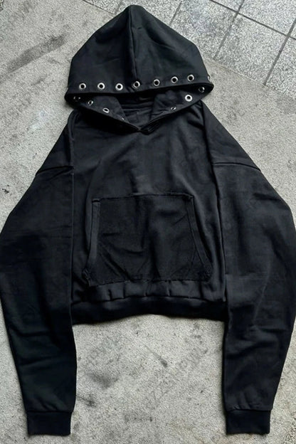 Y2K Streetwear Fall Outfit Oversized Goth Zipper Sweatshirt For Women