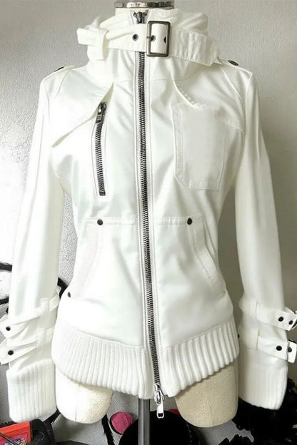 Y2K Winter Outfit Aesthetic Punk Zipper Jacket For Women