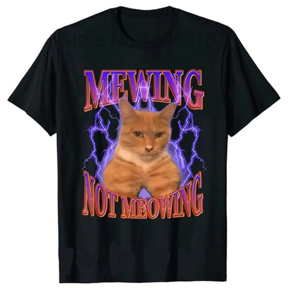 Kawaii Streetwear: Cat Print Gradient Graphic Tee