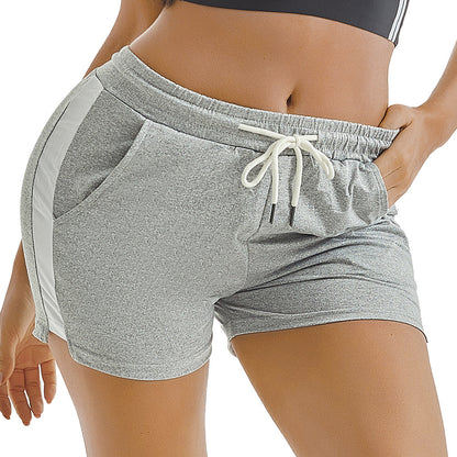 Sporty Velour Drawstring Gym Shorts For Women