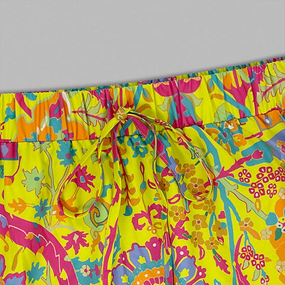 Womens Plus Patchwork Floral Print Drawstring Waist Maxi Skirt