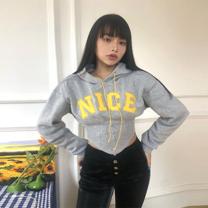 Letter Embroidered Casual Hoodie
