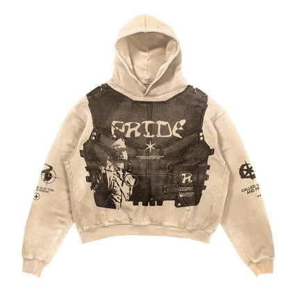 Y2K Harajuku Vintage Star Patchwork Hoodie Women Oversized Gothic Grunge Streetwear Sweatshirt Retro Aesthetic Loose Casual Distressed Urban Fashion Unisex Alternative Clothes