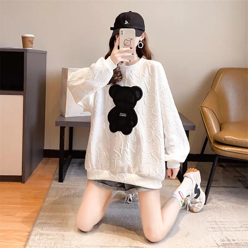 Bear Hug Streetwear Jacquard Lettered Sweatshirts - itsshirty