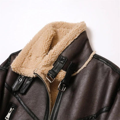 Belted Beauty Women's Thick Warm Shearling Jacket - itsshirty