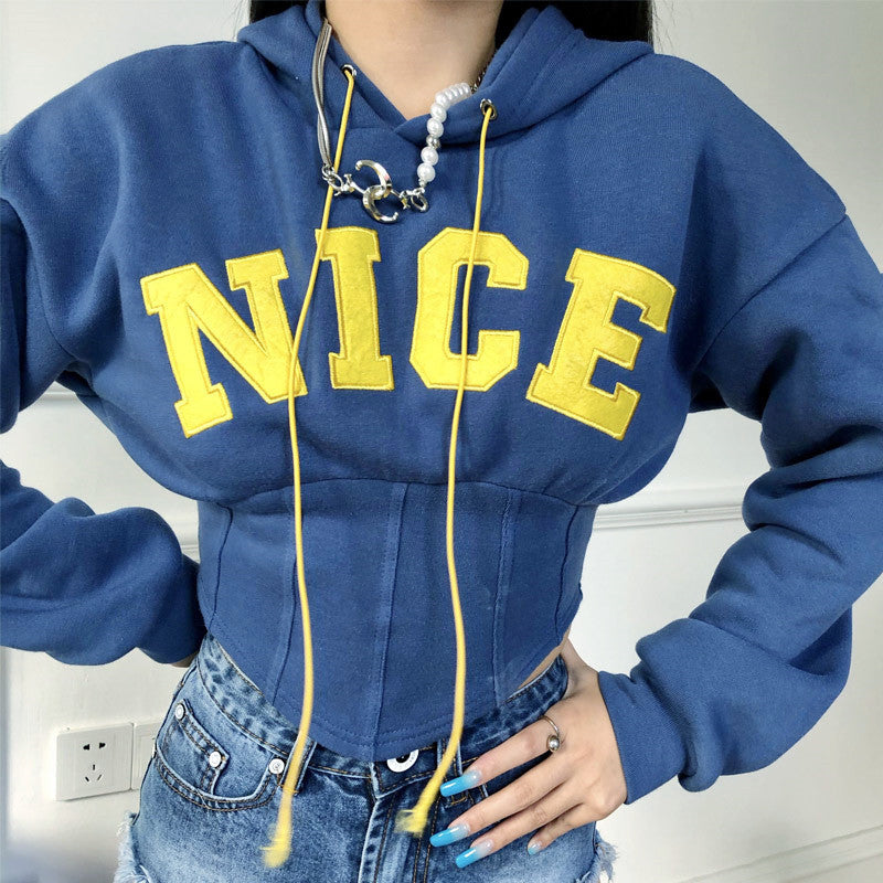 Letter Embroidered Casual Hoodie