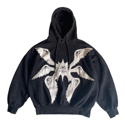 Midnight Edge: Skull Embroidered Hoodie