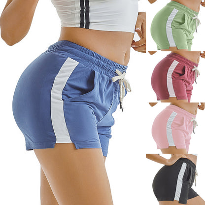 Sporty Velour Drawstring Gym Shorts For Women