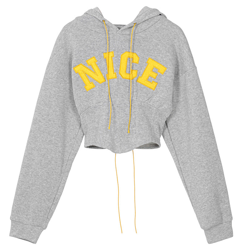 Letter Embroidered Casual Hoodie