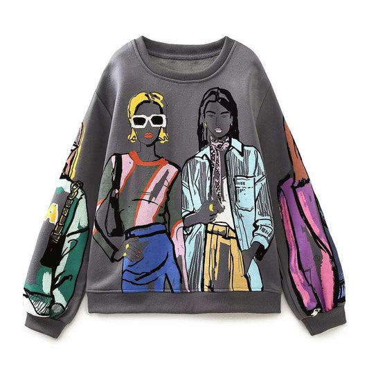 Cartoon Print Women Sweatshirts