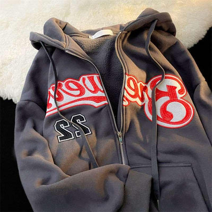 Casual Letter Embroidery Hoodie - Winter Fleece Collection