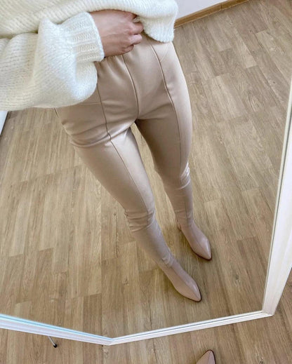 Chic Frost Slim Leather Pants - itsshirty