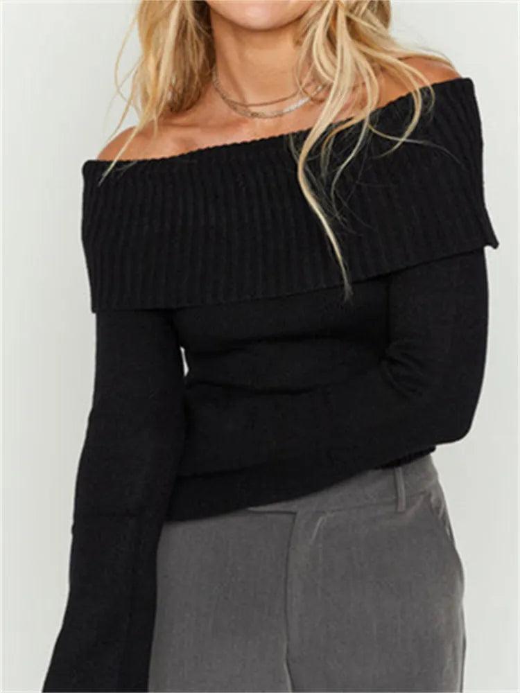 Chic Slim Fit Slash Neck Sweater - itsshirty