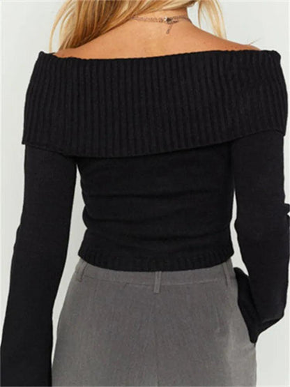 Chic Slim Fit Slash Neck Sweater - itsshirty