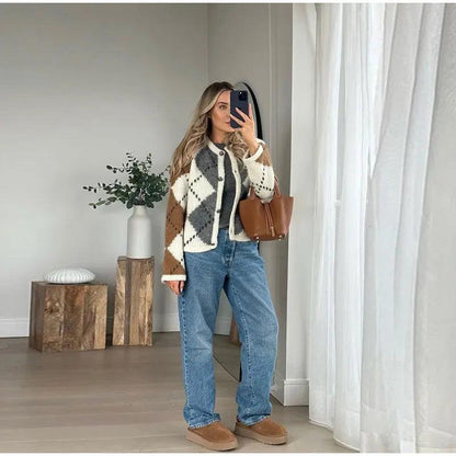 Crystal Cozy Diamond Cardigan - itsshirty