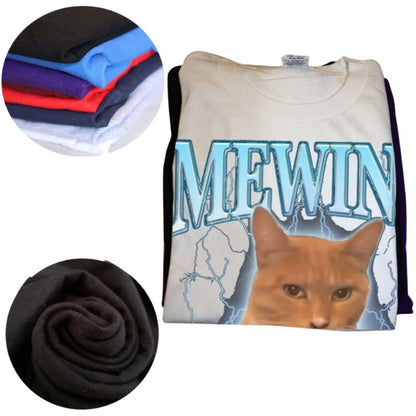 Kawaii Streetwear: Cat Print Gradient Graphic Tee