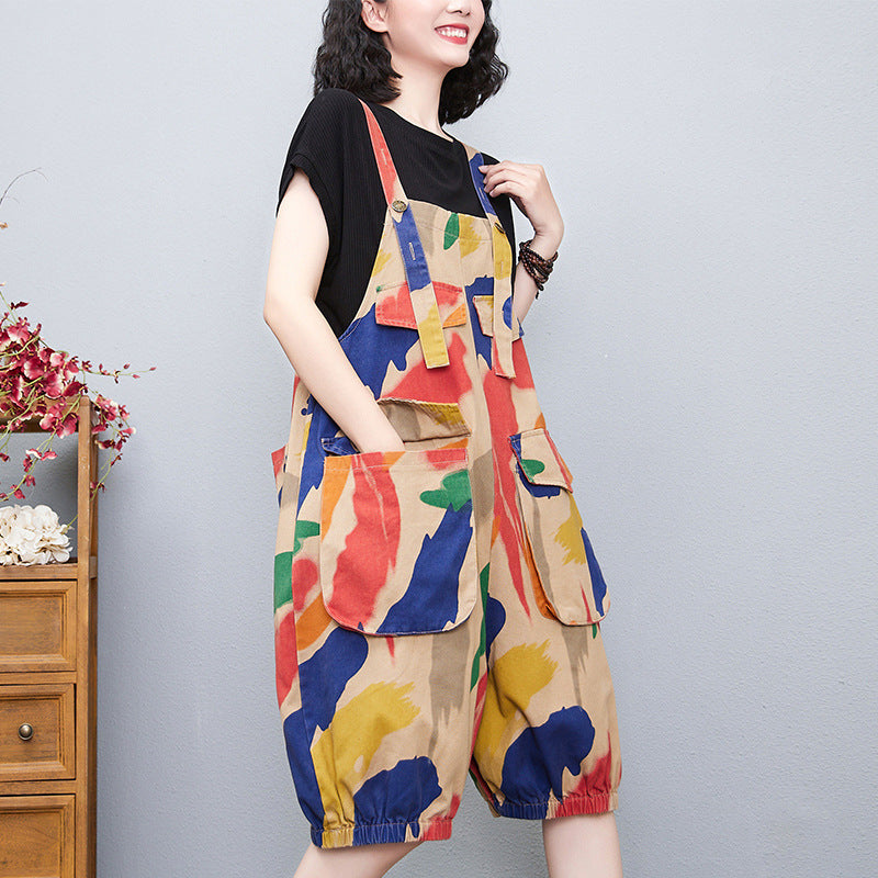 Versatile Red Strap Denim Pants