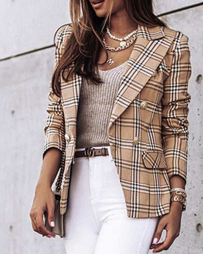 Thermal Elegance: Double-Breasted Printed Jacket