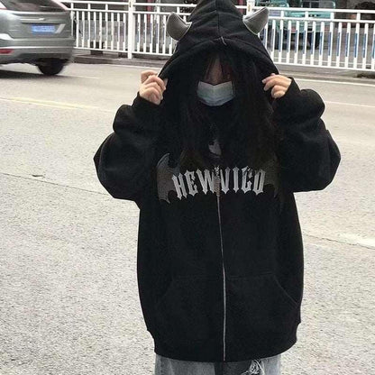 Devil Wings Gothic Zipper Hoodies