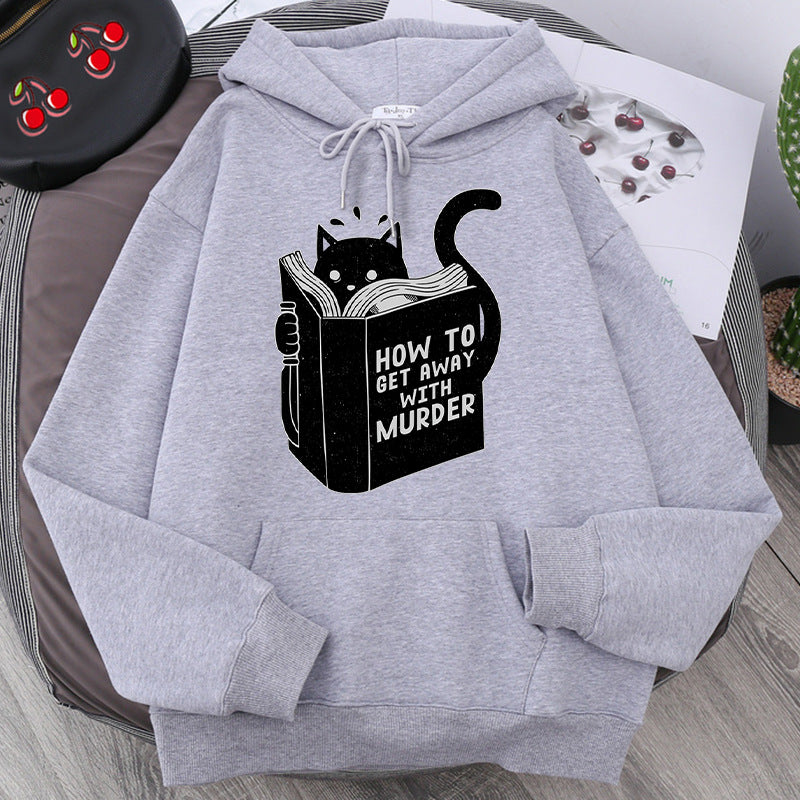 Cute And Cozy Womens Cat Print Fleece Sweatshirt