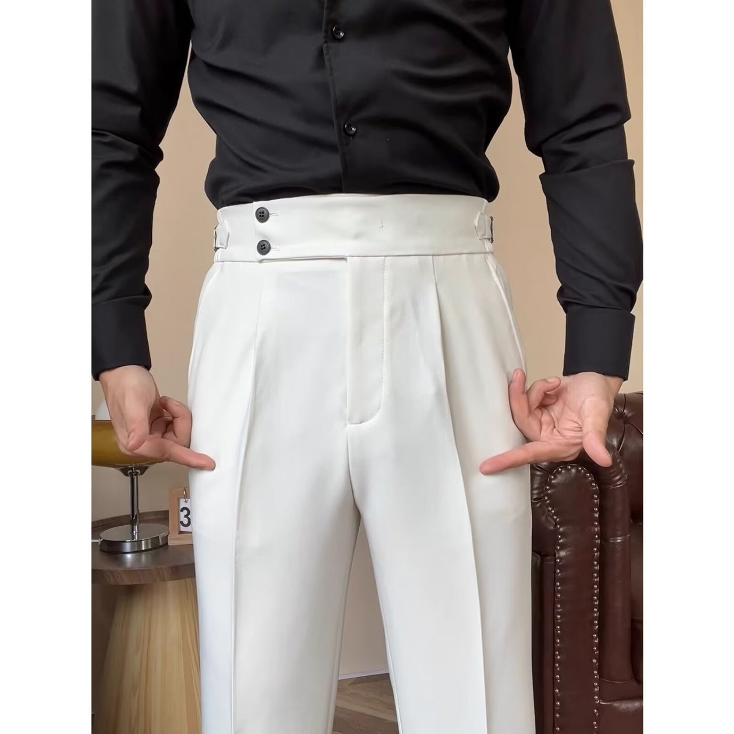 Slouchy Tailoring: High-Waisted Straight Trousers