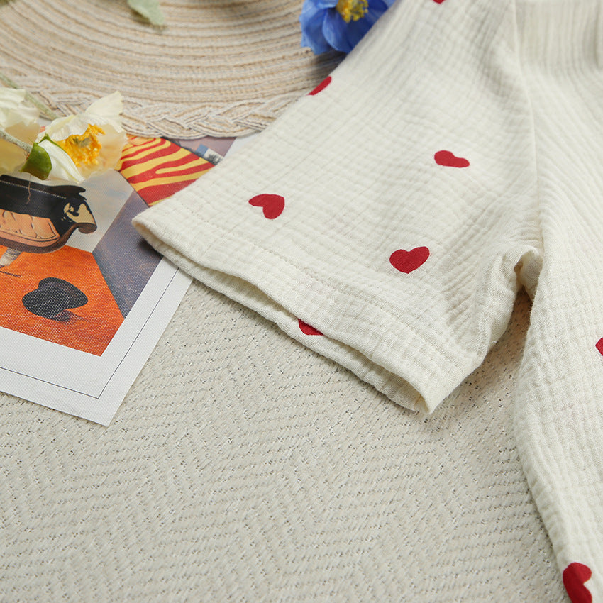 Heart Printed Cotton Pajamas