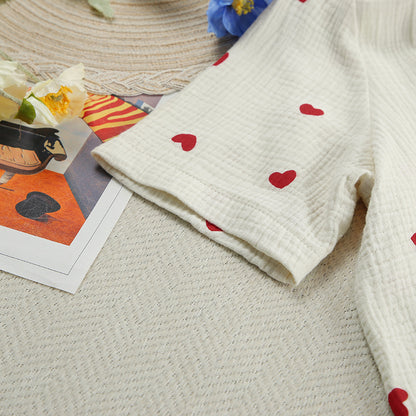 Heart Printed Cotton Pajamas