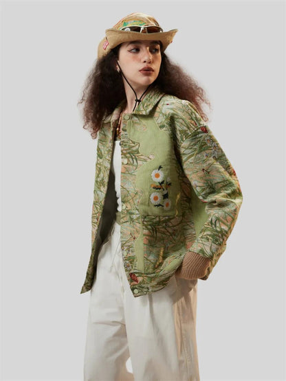 Fashionable Daisy Print Autumn Jacket for Women - itsshirty