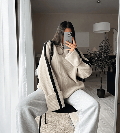 Female Fashion Oversized Striped Sweater - itsshirty
