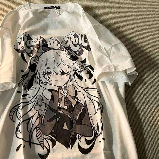 Gothic Punk Oversized Cartoon T-Shirt for Women