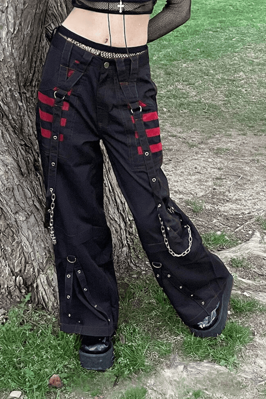 Gothic Streetwear Statement Oversize Low-Rise Baggy Trousers - itsshirty