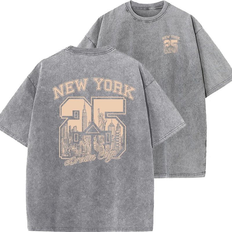 New York Printed Cotton Oversized Unisex T-Shirt – Casual Loose Fit