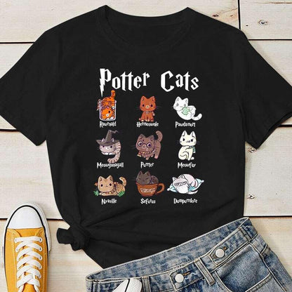 Kawaii Cat Print Student T-shirts - Cute Graphic Tee for Women's Summer Streetwear