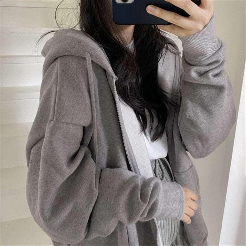 Retro Long Sleeve Fleece Hooded Sweatshirt Coats