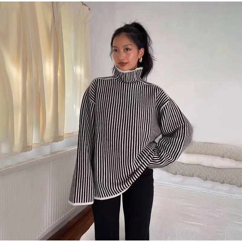 Sleek Stripes Casual Couture Sweater - itsshirty