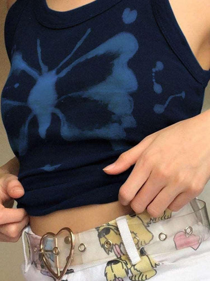 Sleeveless Graphic Printed Crop Top T-Shirt for Women
