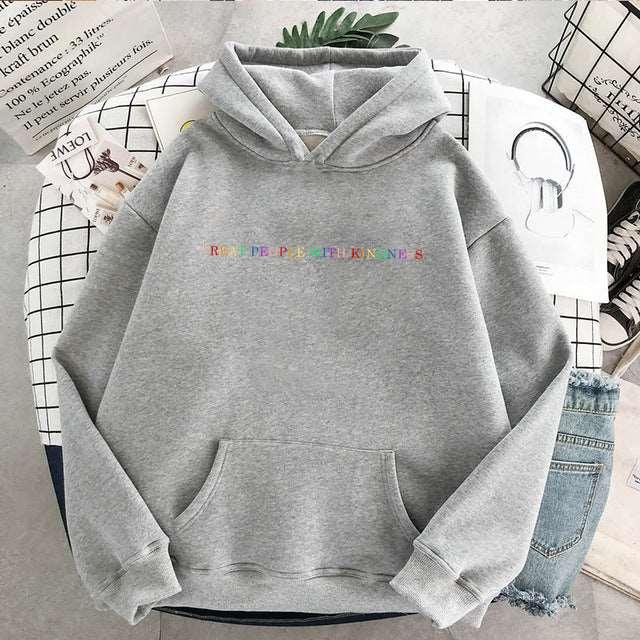 Stay Cozy and Chic with our Hooded Letter Sweater: Loose and Casual Women's Clothing in Solid Colors