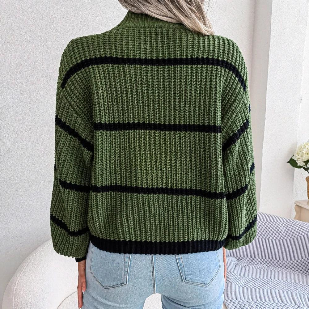 Striped Elegance Turtleneck Sweater - itsshirty