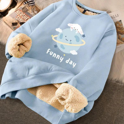 Thermal Sweatshirts Printed Cute Fleece Warm Hoodies - itsshirty