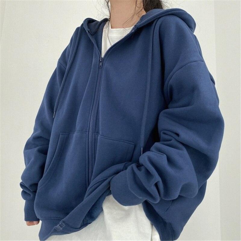 Retro Long Sleeve Fleece Hooded Sweatshirt Coats - itsshirty