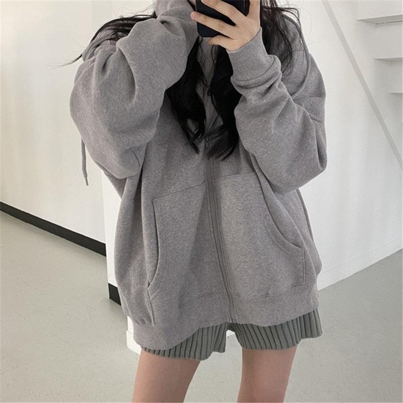 Retro Long Sleeve Fleece Hooded Sweatshirt Coats - itsshirty