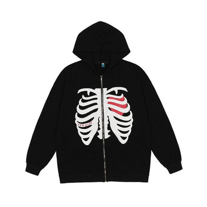 Women Skeleton Gothic Sweatshirt Hooded Jacket Streetwear - itsshirty